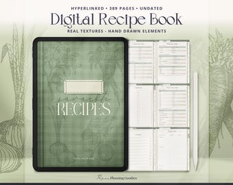 Digital Recipe Book |  Hyperlinked Cookbook Planner and Meal Organizer (GoodNotes Journal)