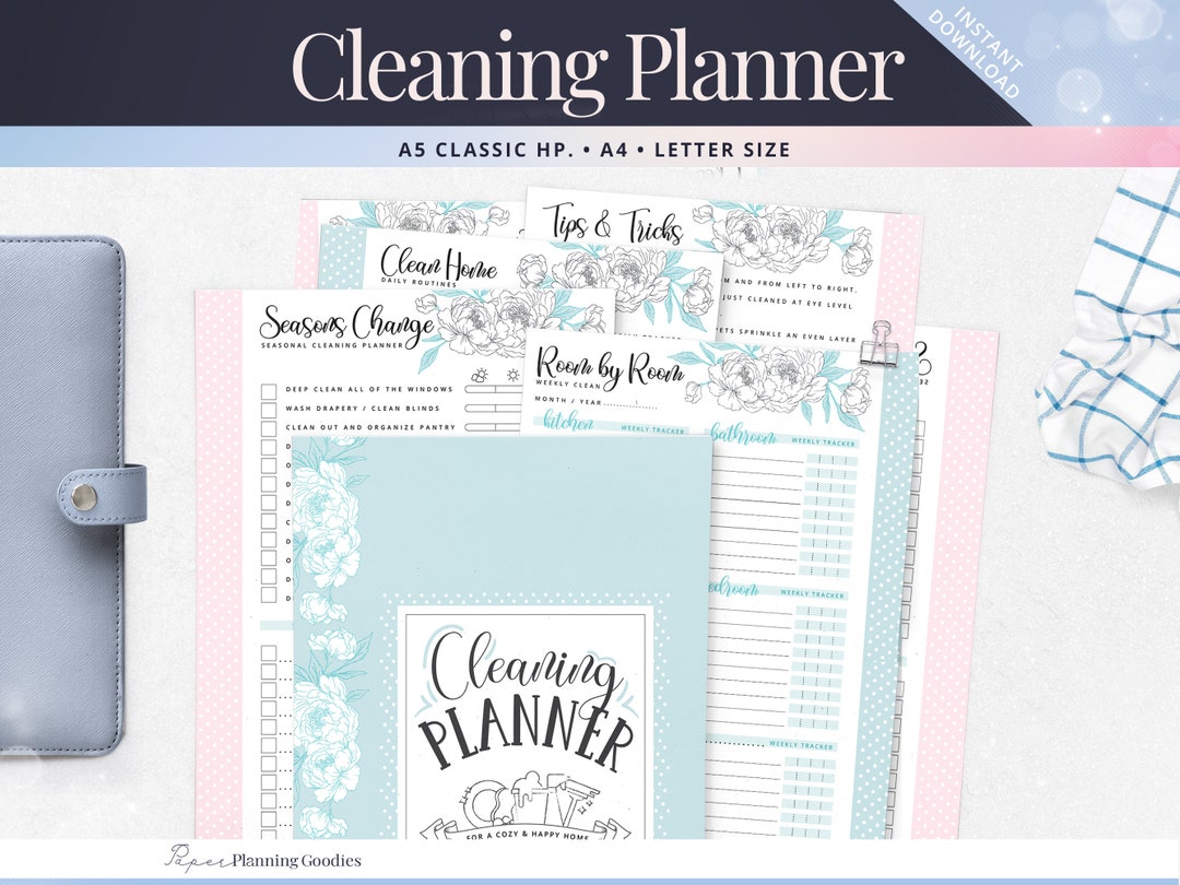 Cleaning Planner | A5 Cleaning Schedule | Household Checklist | Happy ...