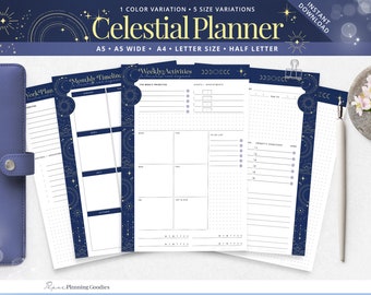 Celestial Planner Inserts | Daily, Weekly, Monthly Pages (PDF Download A5/A4/Letter Sizes)