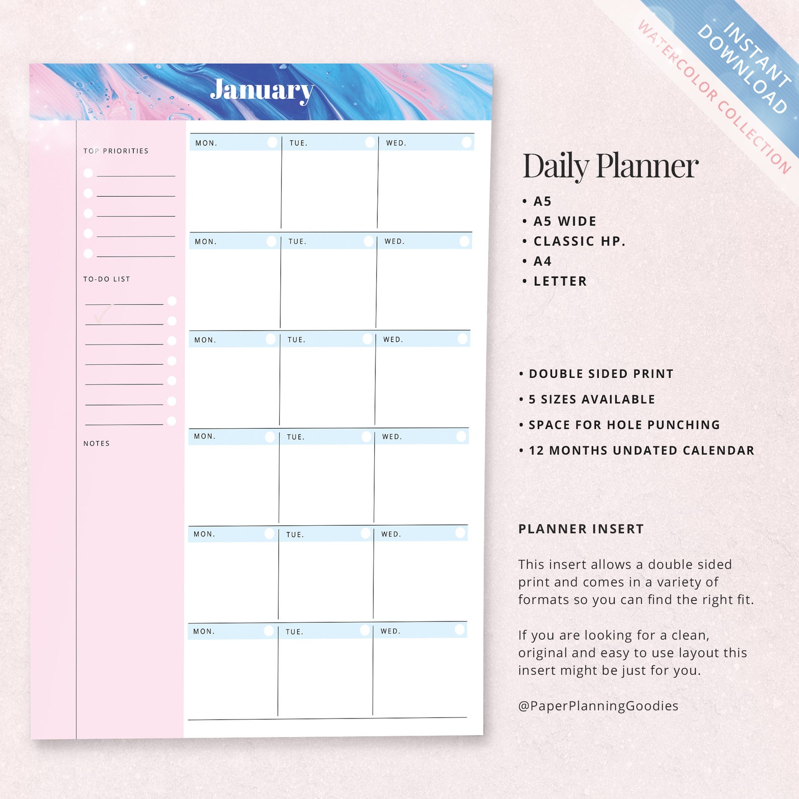 2023 Monthly Planner Monthly Calendar A5 A5 Wide Planner - Etsy