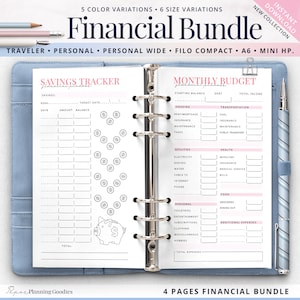 Financial Planner, Monthly Expense Tracker, Yearly Bill Tracker, Monthly Budget, Savings Tracker, Finance Planner Bundle, Compact, Personal