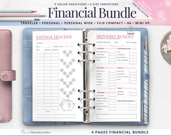 Printable Financial Planner Bundle, Budget, Expense & Savings Trackers (Digital Product)