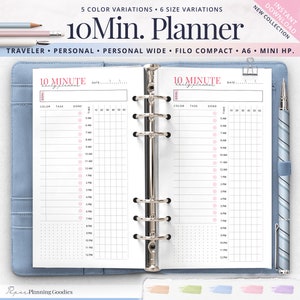 Timetable Planner, 10 Minute Planner, Pomodoro Time Tracker, Time Management Insert, Work Planner, Study Session Tracker, Daily Hourly, A6