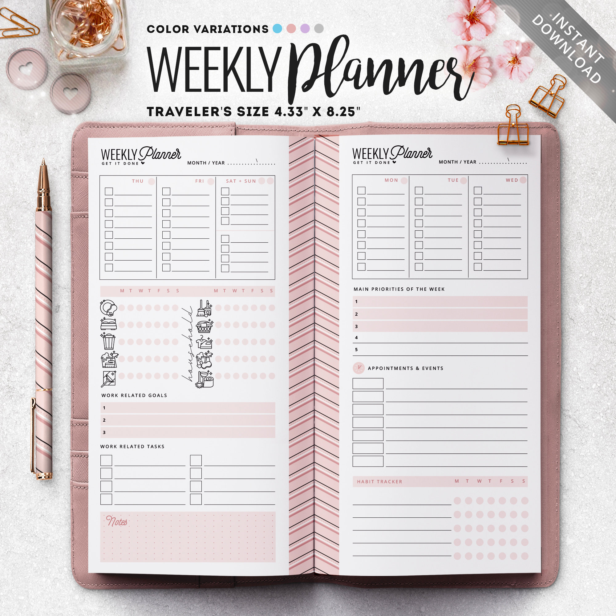 Travelers Notebook Insert Printable Printable TN TN Weekly - Etsy