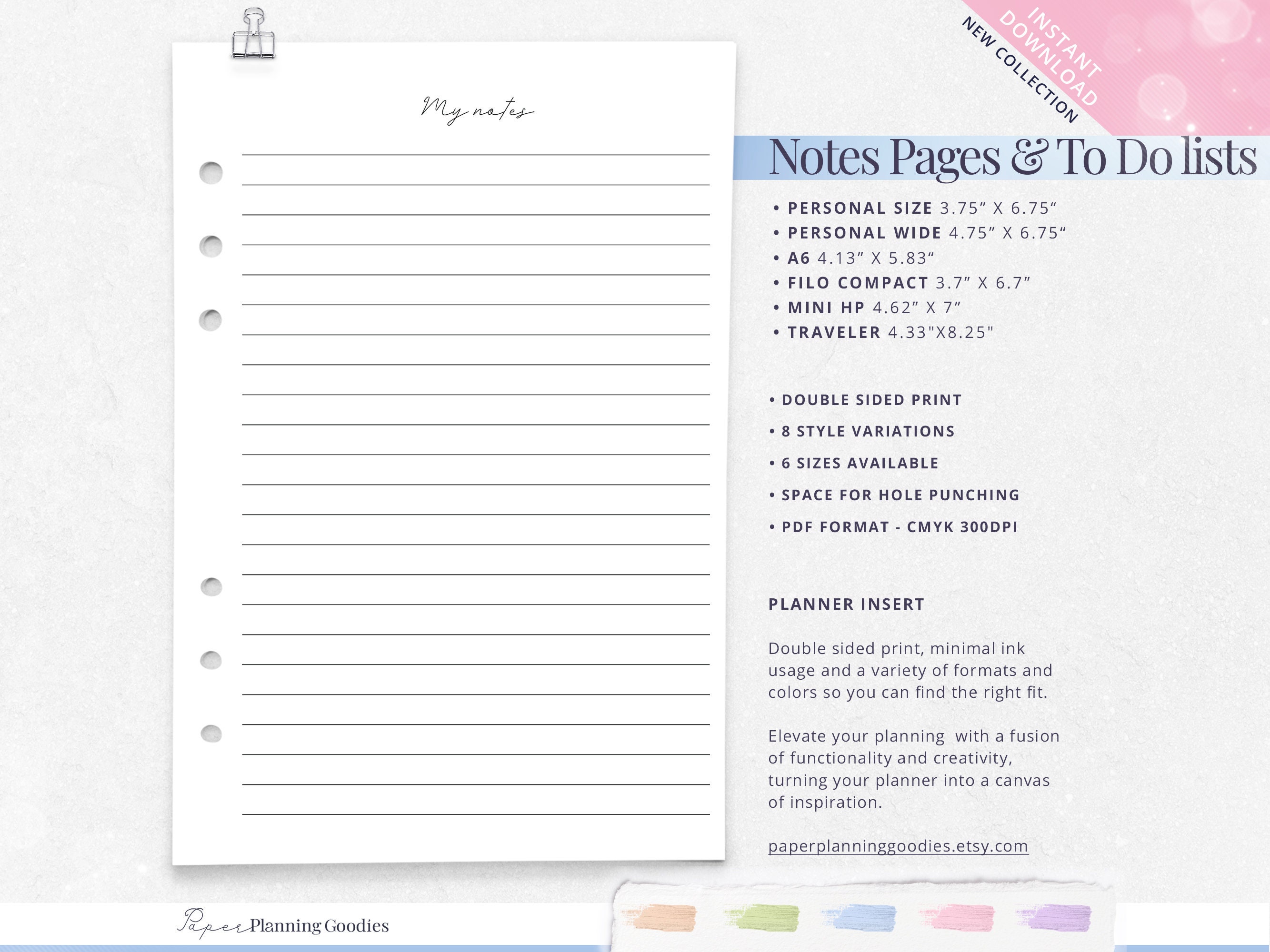 Etsy Printable Fillable Kind Notes.pdf Printable Lined Notes Pages, Planner Inserts (PDF) - Etsy