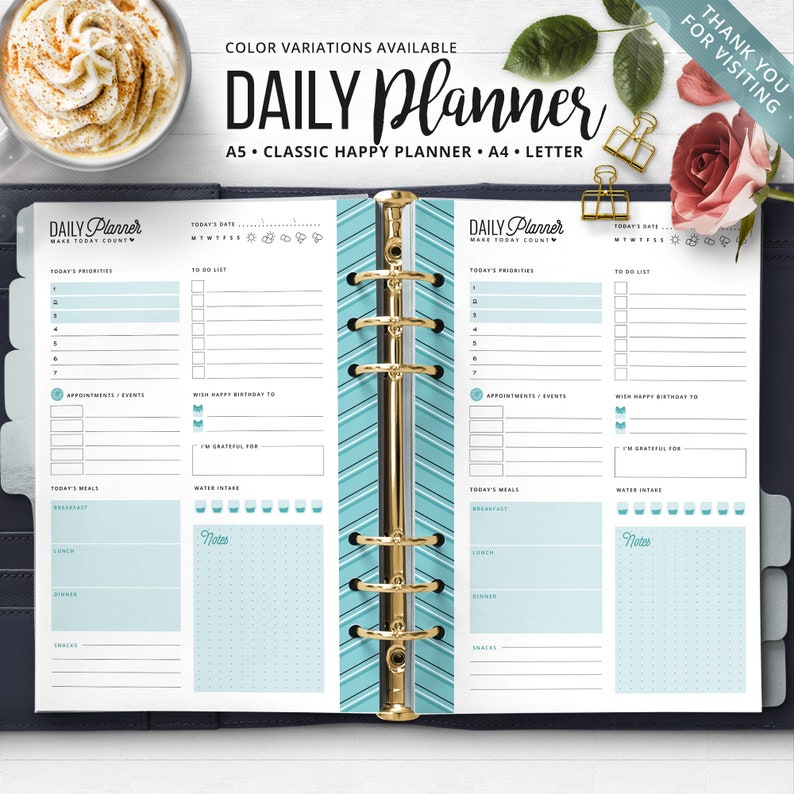 Daily Planner Printable Happy Planner Insert HP Classic A5 Etsy