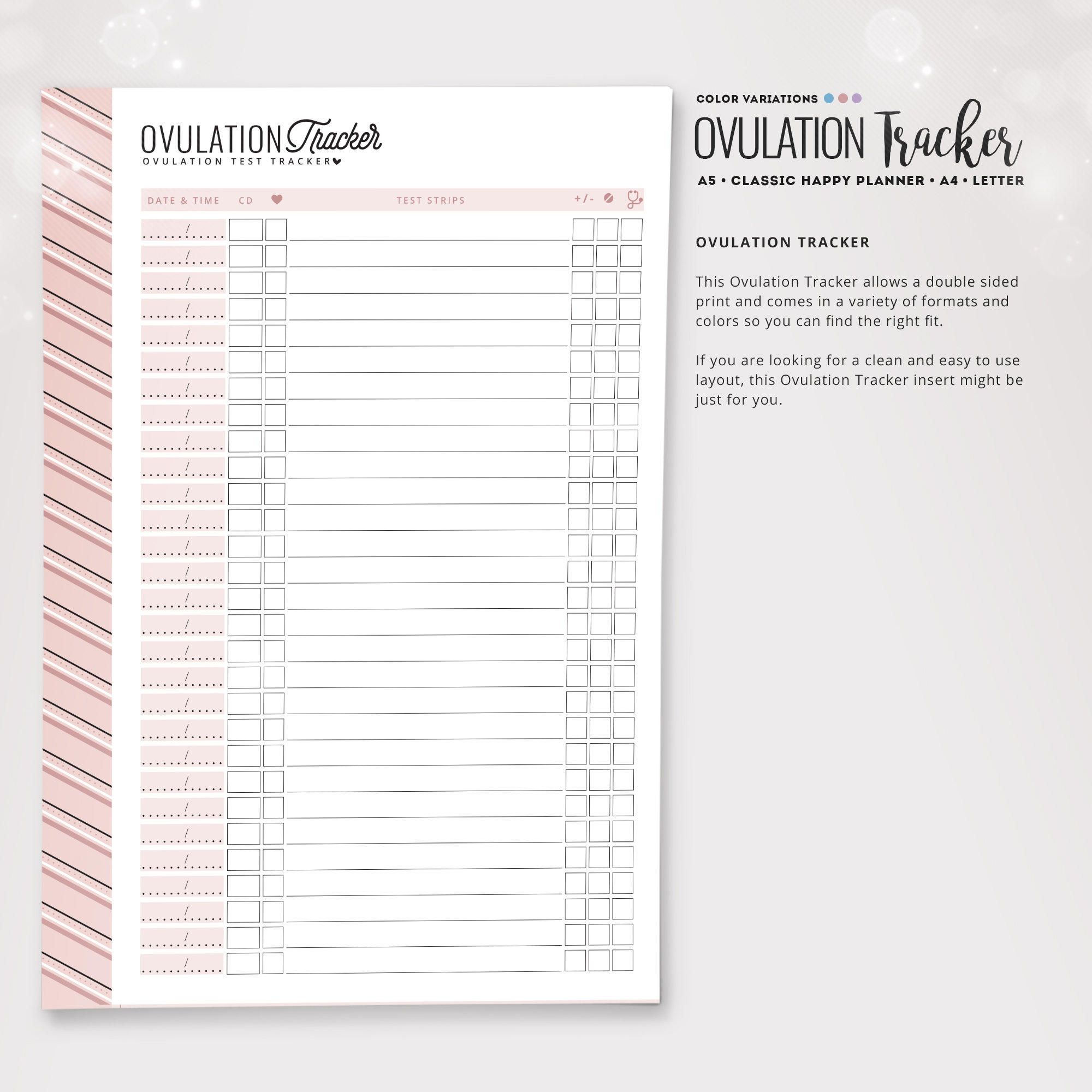 Ovulation Test Tracker Ovulation Tracker A5 Tracker Health Etsy UK