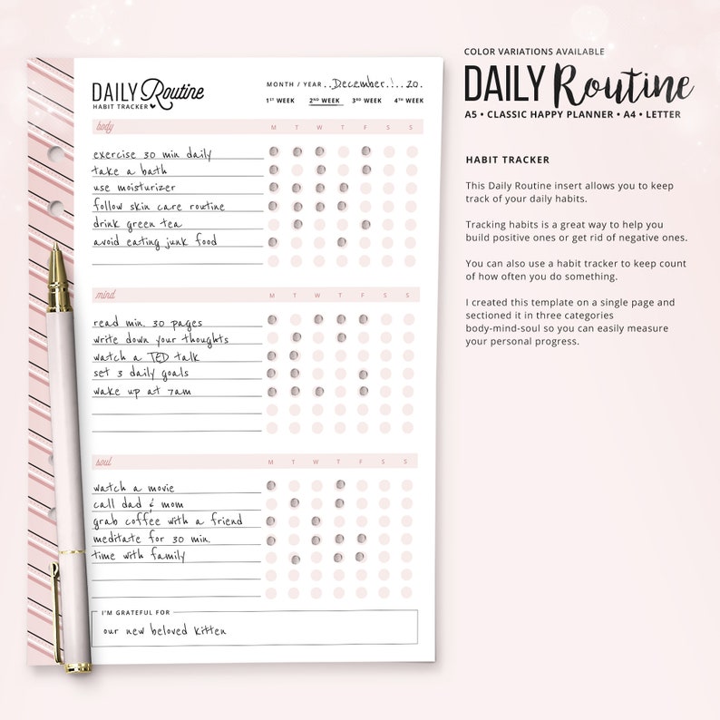 Daily Routine Planner Habit Tracker Weekly Habit Tracker - Etsy