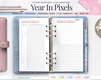 Year In Pixels Mood Tracker | Printable Planner Insert (PDF)