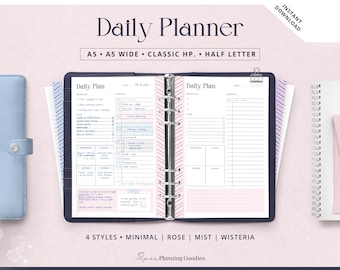 Undated Daily Planner Printable, Multiple Sizes, Schedule PDF (Instant Download)