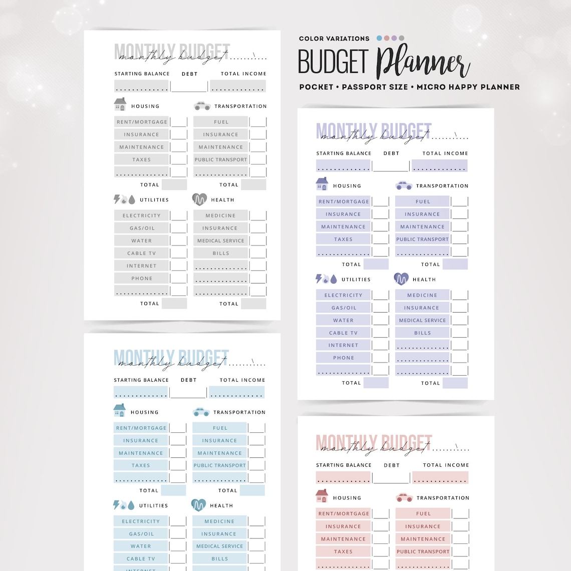 Monthly Budget Pocket Size Budget Planner Passport Budget Etsy