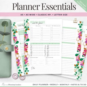 Botanische planner invoegen | Week in één oogopslag | Maandplanner | Dagplanner | Brede insteekkaarten van A5 | A5-planner afdrukbaar | Klassieke HP planner