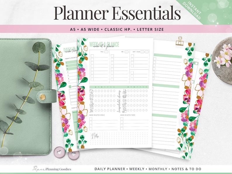 Botanical Planner Inserts | Daily, Weekly, Monthly (PDF Printable) image 1