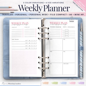 Personal Size Weekly Planner, A6 Weekly Planner, Personal Size Planner, Personal Compact Inserts, Personal Pages, Personal Notebook, Mini HP