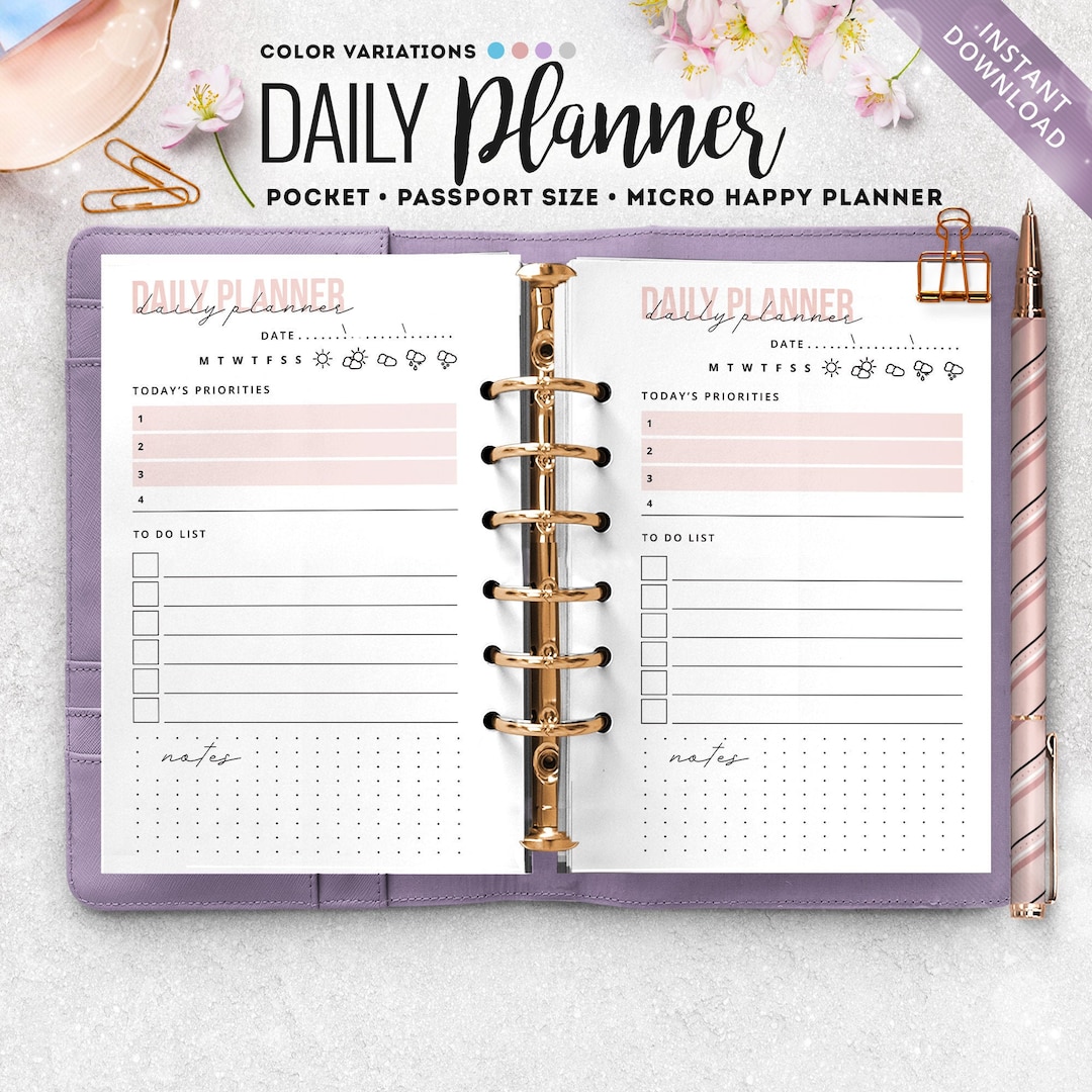 Pocket Size Daily Planner Passport Daily Planner Micro Happy Planner Pocket size daily planner passport daily planner micro happy planner