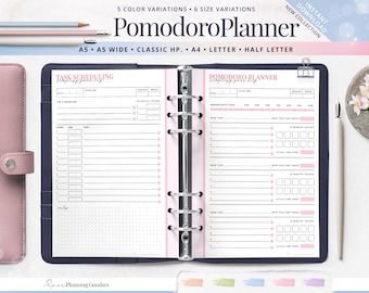 Pomodoro Planner Printable • Time Blocking, Task Tracker (PDF)