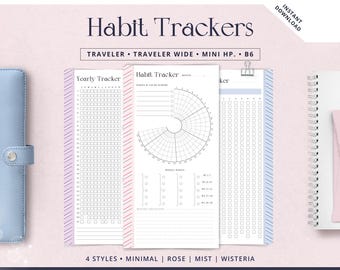 Habit Tracker Printable Insert | Year In Pixels | Traveler's Notebook, B6, Mini HP, A5 Slim