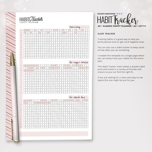 Habit Tracker Printable | Year in Pixels | A5, A4, Letter Size, Classic HP image 3