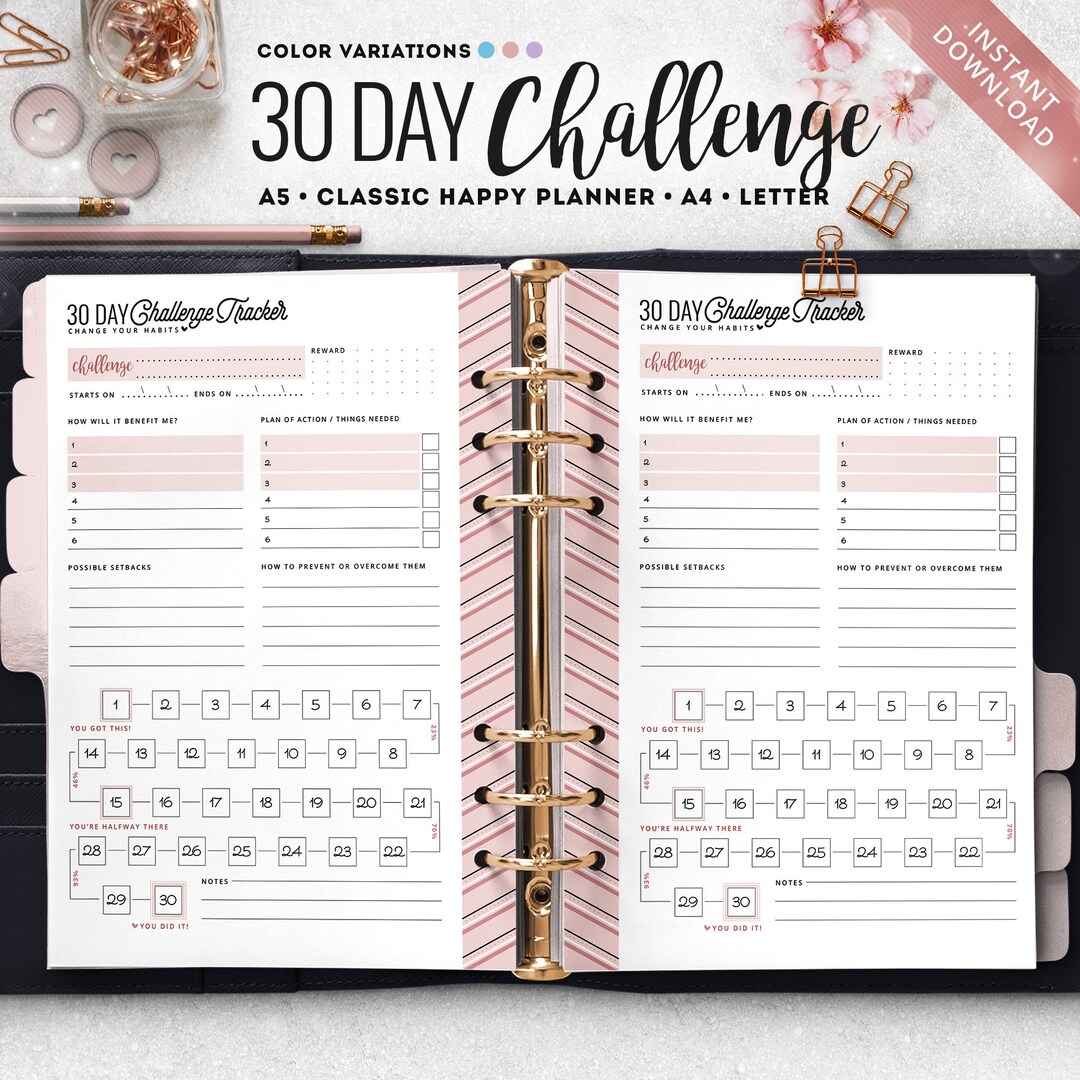30 Day Challenge Tracker Habit Tracker Printable A5 Habit - Etsy Canada