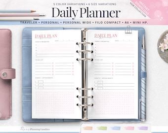 Personal Size Tagesplaner, A6 Tagesplaner, Personal Wide, Personal Planner Inserts, Personal Pages, Filo Compact, Daily Insert, Traveler