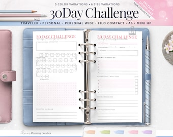 30 Day Challenge Tracker, Printable Habit Goal Planner (PDF)