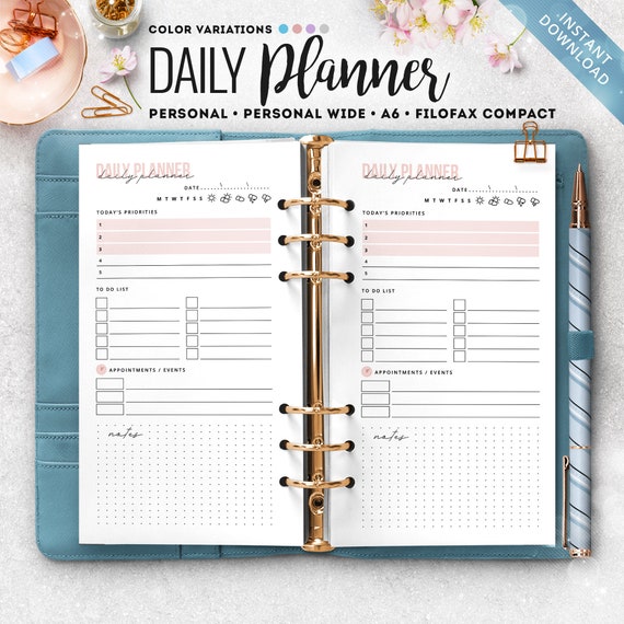 Printed Personal Size/a6 Daily Minimal Planner Inserts Meal -  UK in  2023