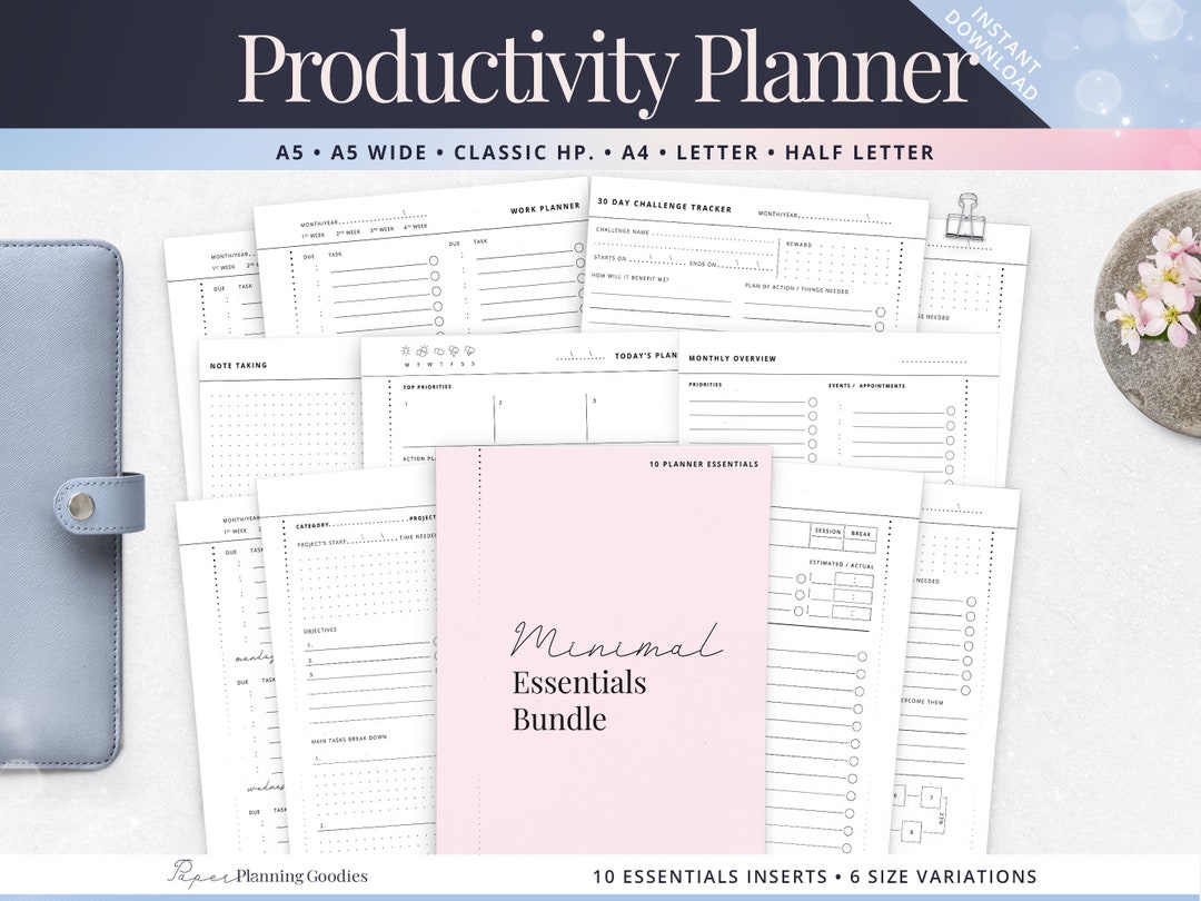 Productivity Planner Bundle | Daily | Weekly | Monthly | Yearly Goals ...