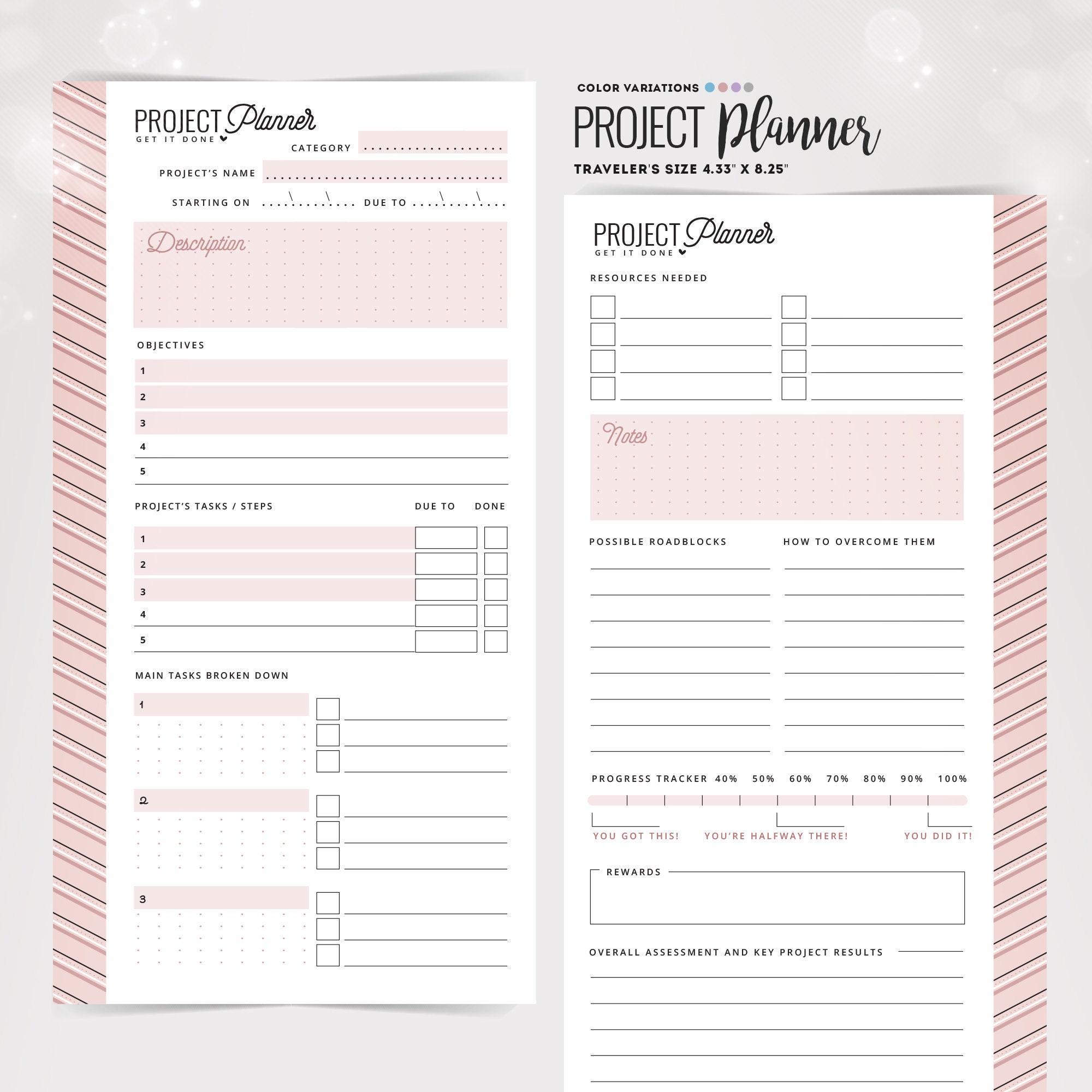 Notebook Insert Printable Traveler's Notebook Project Planner Insert, Printable TN (PDF) - Etsy