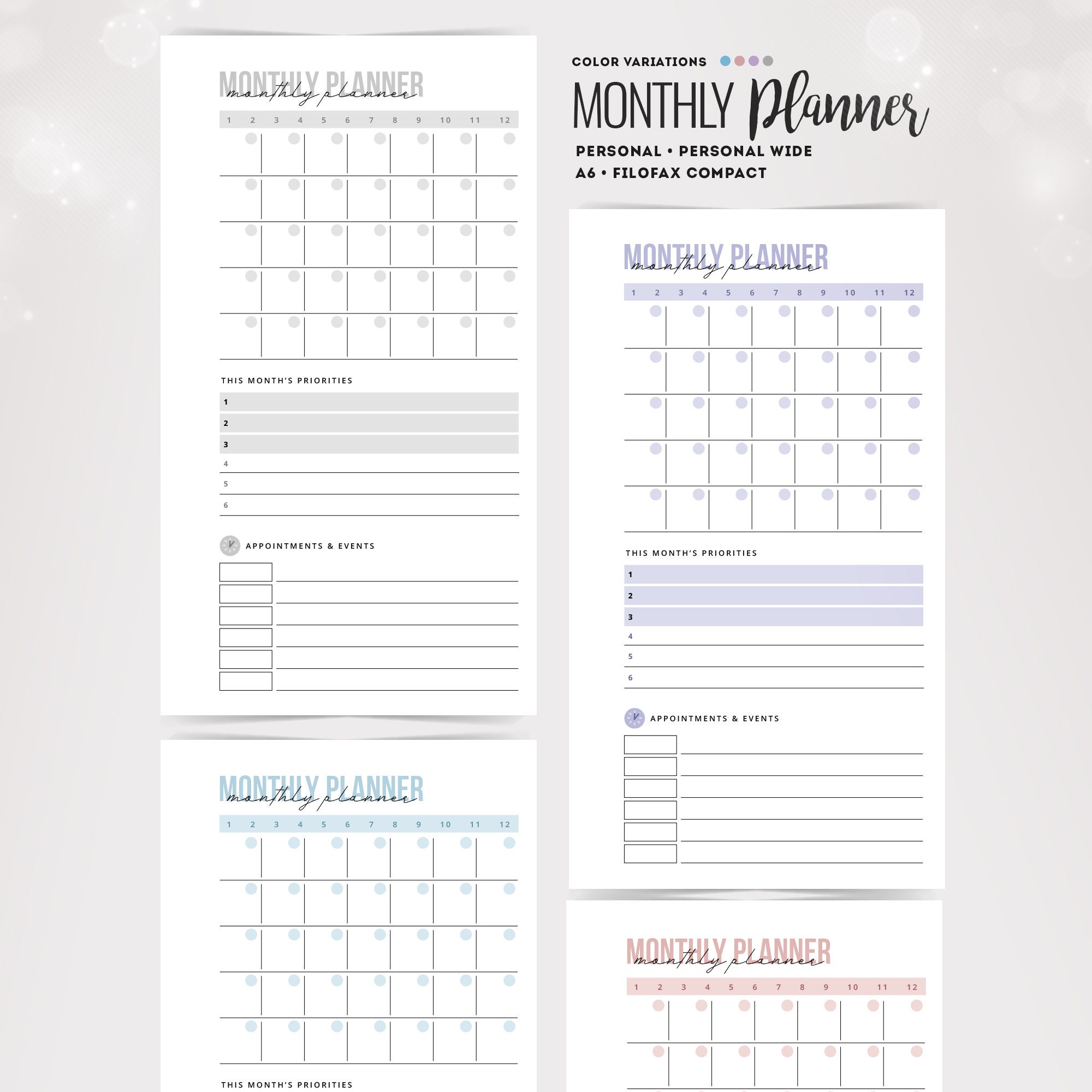 Personal Size Monthly Planner A6 Monthly Planner Personal - Etsy