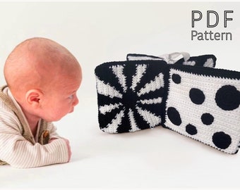 High Contrast Baby Book Crochet Pattern, Black & White Reversible Fold Out Gift
