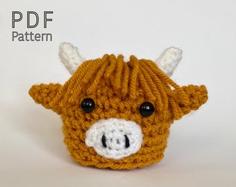 Highland Cow Chocolate Orange Cover Crochet Pattern - PDF