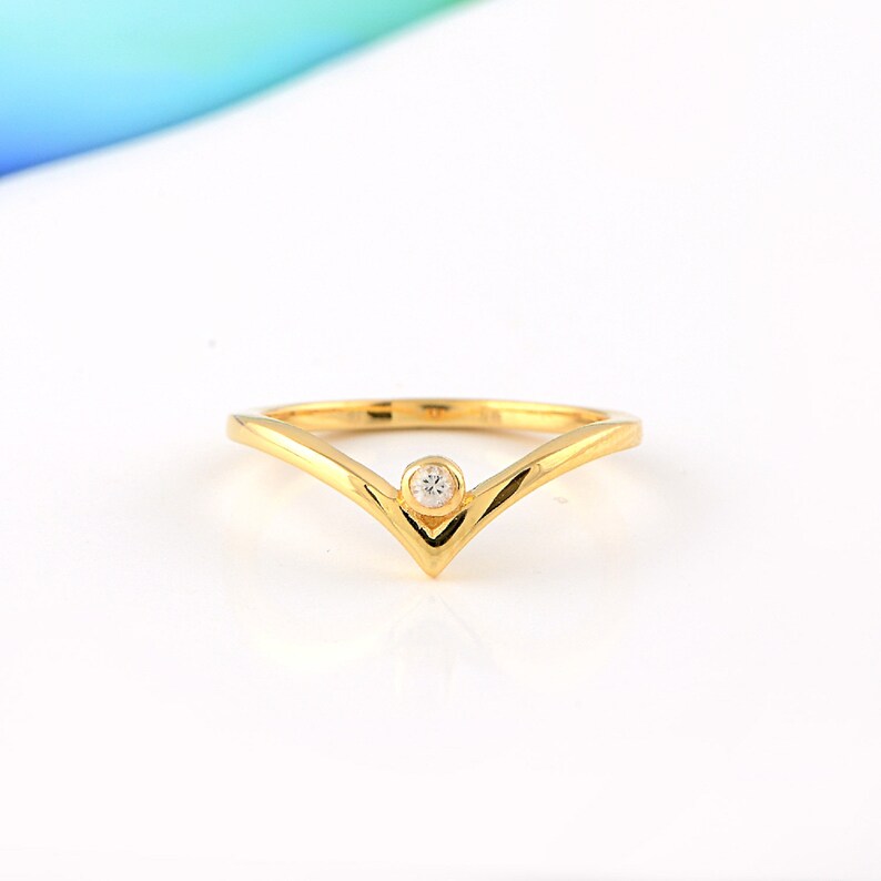 Gold Filled Ring V Shape Curved CZ Diamond Ring Trendy Geometric Ring Wedding Ring Delicate Ring Gift for her Band Ring Stacking Ring