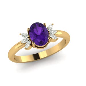 Dainty Oval Cut Amethyst Ring • Dainty Purple Crystal Stacking Ring • Sterling Silver Friendship Jewelry • Trendy Best Friend Gift