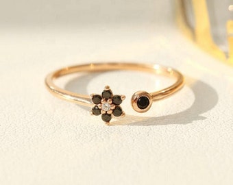 14k Gold Filled Natural Black Spinel Ring, Engagement Ring, Dainty Ring, Promise Ring, Propose Ring, Delicate Rings, Valentine Gift For Her
