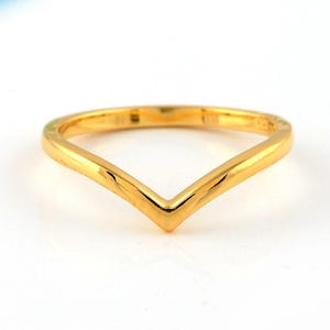 14K Gold Filled Chevron Ring: Dainty V-Shape Stackable Band