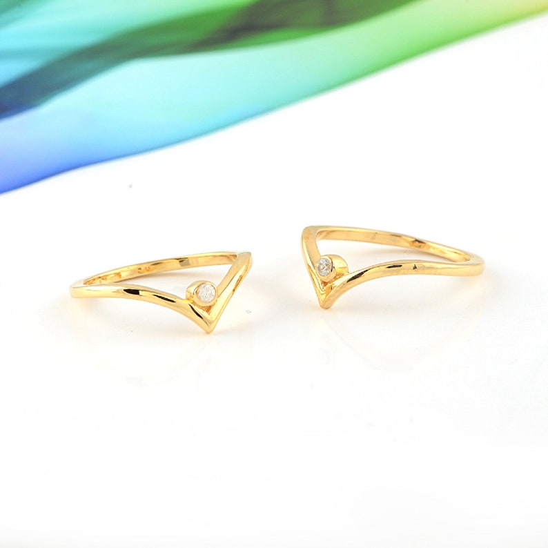 Gold Filled Ring V Shape Curved CZ Diamond Ring Trendy Geometric Ring Wedding Ring Delicate Ring Gift for her Band Ring Stacking Ring