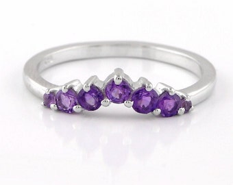 Dainty Natural Amethyst Ring, Birthstone Ring, Engagement Ring, Cluster Ring, Wedding Promise Ring, Valentine Day Gift Ring, Gift For Her