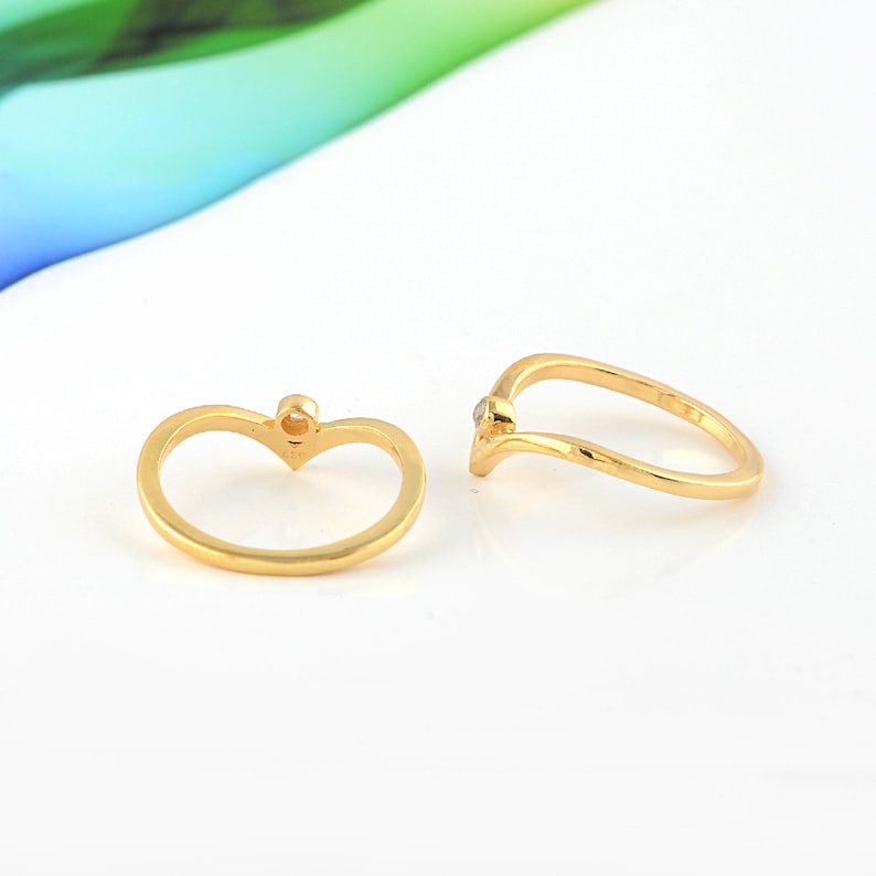 Gold Filled Ring V Shape Curved CZ Diamond Ring Trendy Geometric Ring Wedding Ring Delicate Ring Gift for her Band Ring Stacking Ring