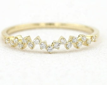 Half Eternity Ring, Sterling Silver Wedding Band Ring, Stackable Ring, Bridal Ring, Promise Ring, Women Gift Ring, Christmas Gift Ring