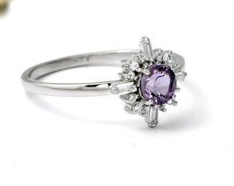 Natürliche Lavendel Quarz Ringe, Lavendel Edelstein, Boho Silber Schmuck, Stapelringe, zierliche Versprechen Ringe, elegante Ringe, Verlobungsring