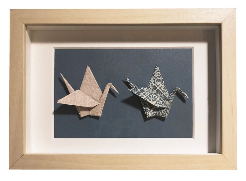 Crane origami in a frame Etsy