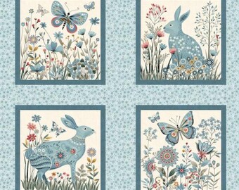Norwegian Forest 3551B-17 forest blocks fabric panel by Henry Glass Fabrics . 100% cotton. Sewing, quilting, nursery, crafting
