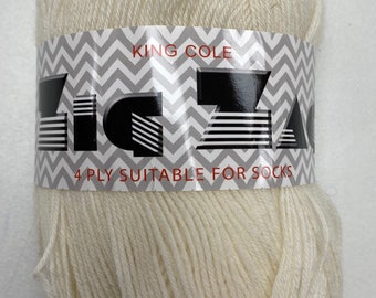 King Cole Zig Zag 4 ply wool suitable for socks. 448m per ball. Superwash wool and nylon. DISCONTINUED LIMITED STOCK