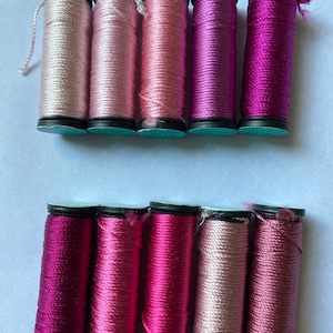 Kreinik Silk Serica threads. 10metres / 11 yards per spool. 100% 3ply filament silk. CLEARANCE LIMITED STOCK