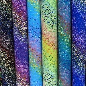 Bubble Up Collection fabric by Wilmington Prints USA. 100% cotton and 44inches wide. Rainbow colours for projects or blenders. Cut to size