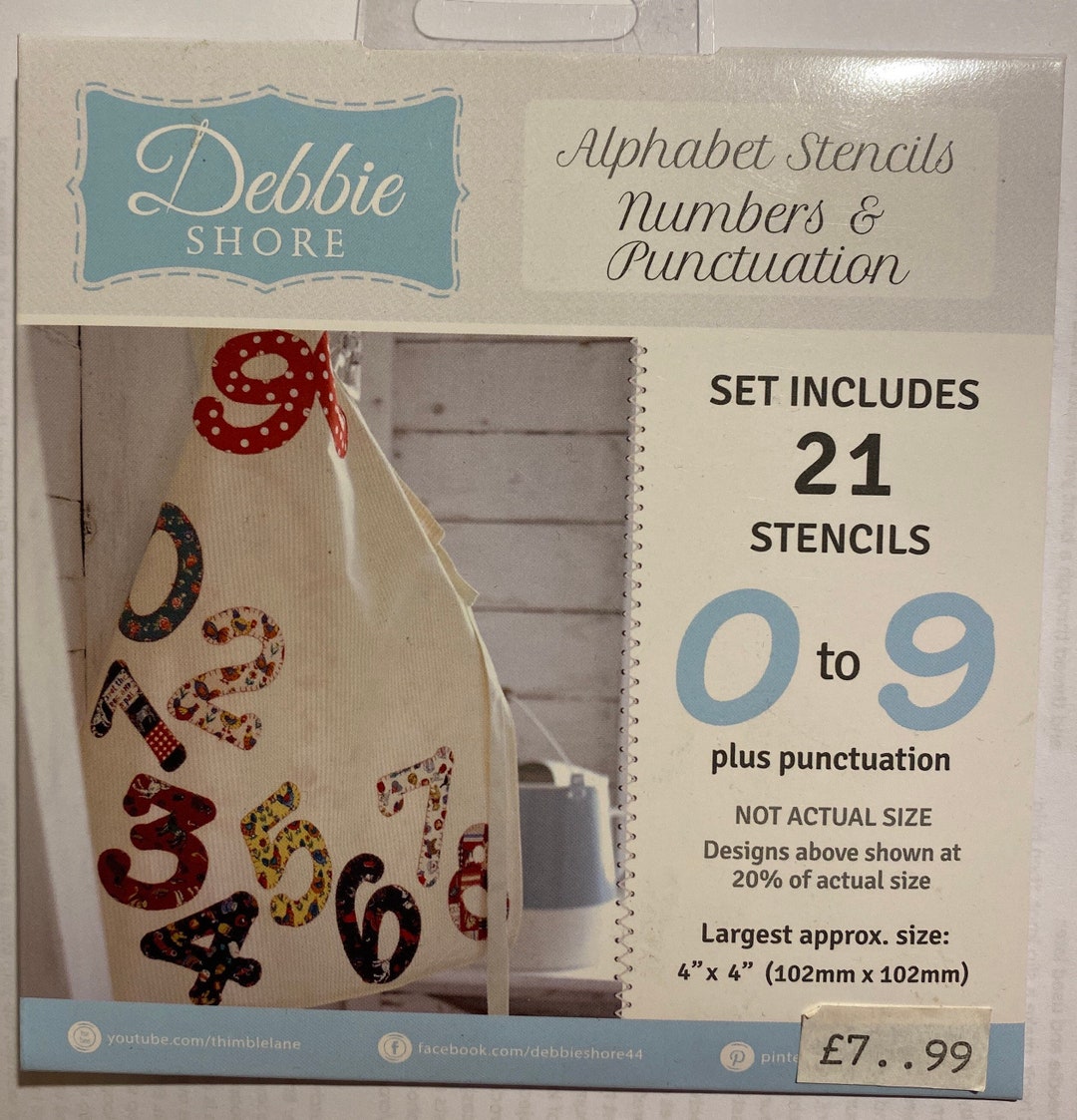 Debbie Shore Alphabet Stencils, Numbers and Punctuation. Set of 21 ...