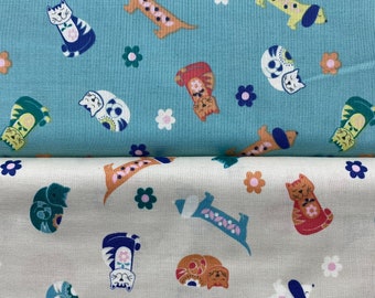 Lewis and Irene Cats and Dogs Cotton Fabric, Quilting Sewing Material