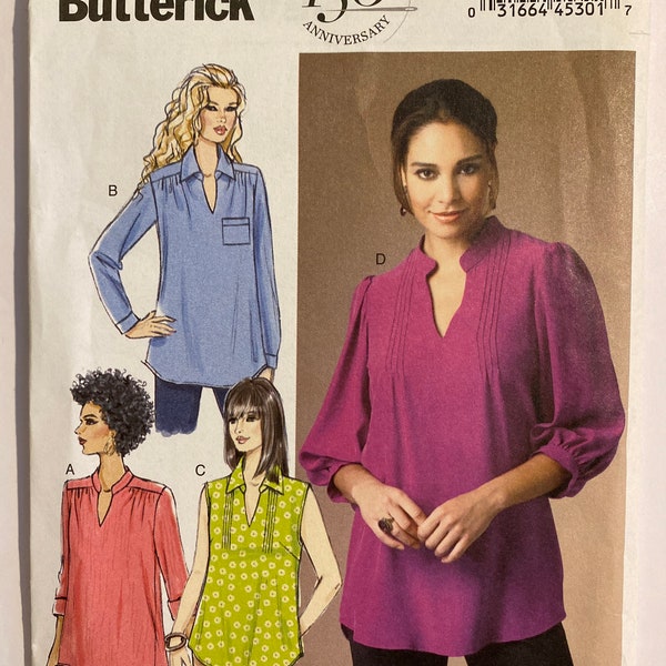 Butterick B5997 uncut sewing pattern misses womens tops. Sizes 8-16 and 18W-24W.