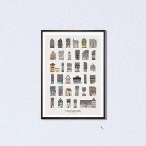 Poster The remarkable buildings of Strasbourg # decoration # Alsace # houses # souvenir of Alsace # architecture