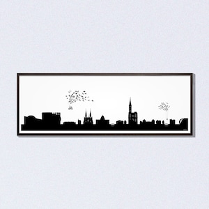 STRASSLINE Skyline Straßburg #Kathedrale #Europäisches Parlament #Elsass #schwarz und weiß